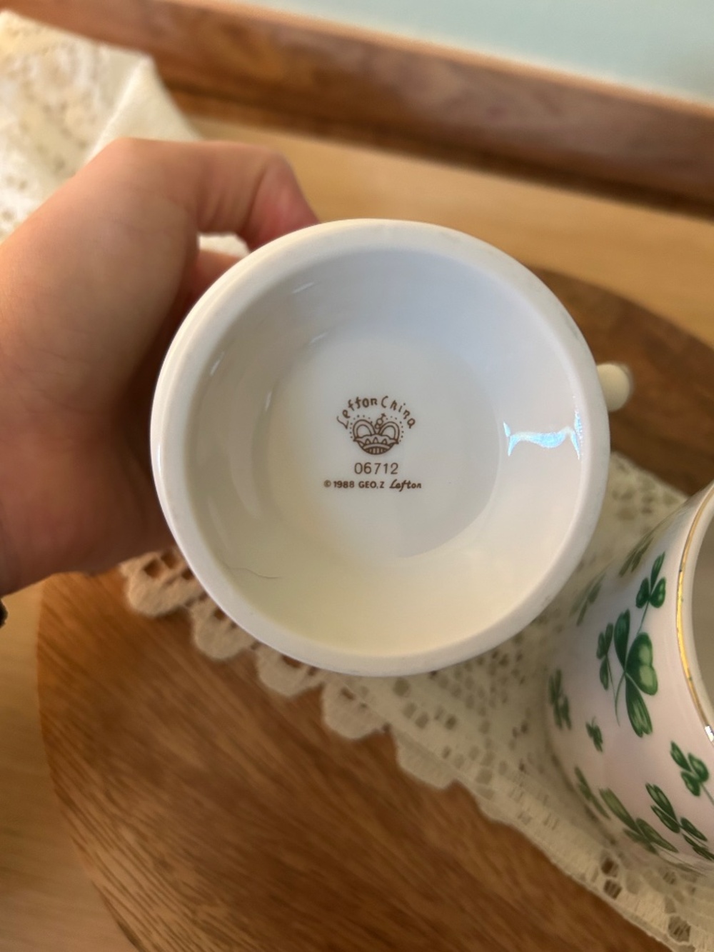 Lefton Shamrock St Patrick Irish Coffee Mug - Picture 2 of 5